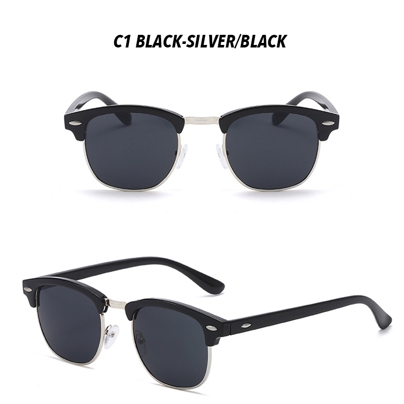 （YUZHU）COD Classical Retro Half Frame Kacamata Hitam Wanita/Pria Kacamata Eyeglasses