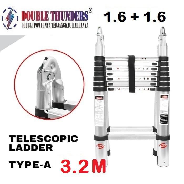 Tangga Lipat Teleskopik 3.2 M Double Type A Double Thunder 1.6+ 1.6