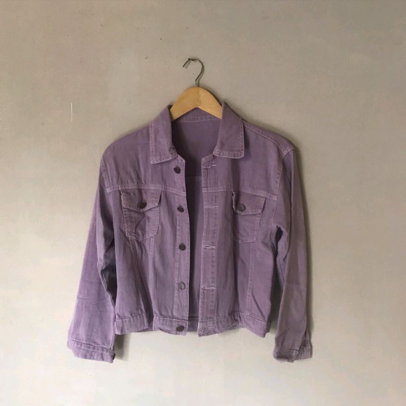 PRELOVED JAKET JEANS CROP LILAC