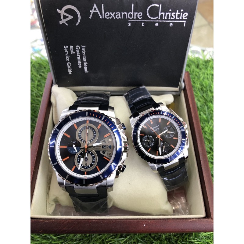 alexandre christie couple 6455mc/b silver biru
