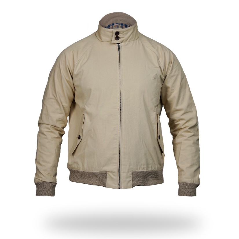 Harrington Jaket Blouson Kanvas Cream