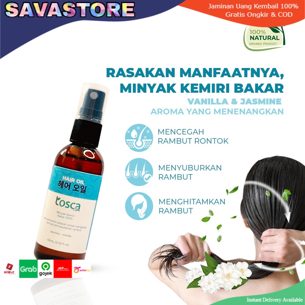 TOSCA HAIR OIL 60ML MINYAK KEMIRI BAKAR ASLI ATASI RONTOK RAMBUT 60ML