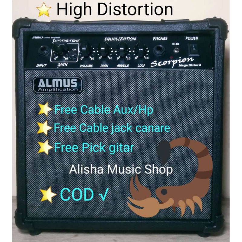 AMPLI GITAR ALMUS SLIM Scorpion DISTORSI 2 Input