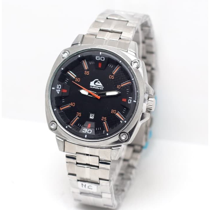 jam tangan QUIKSILVER PRIA SEGI SILVER INDEX COLOUR RANTAI