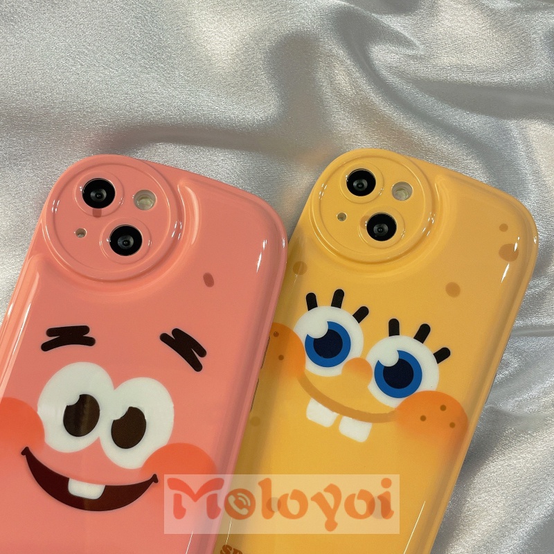 Soft Case Silikon TPU Tebal Motif SpongeBob Untuk IPhone 11 13 12 Pro MAX XR 7 8 Plus X XS MAX 6 6s Plus SE 2020