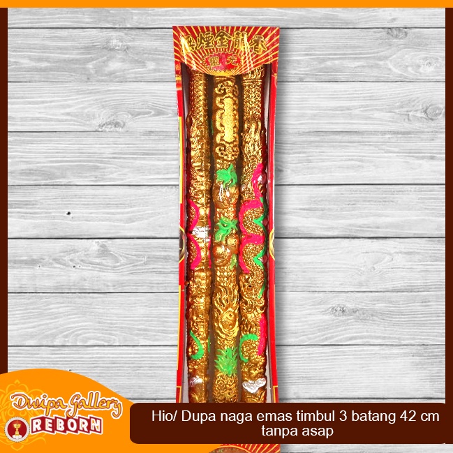 Dupa Hio Naga Emas Timbul 3 Batang 42 cm Tanpa Asap