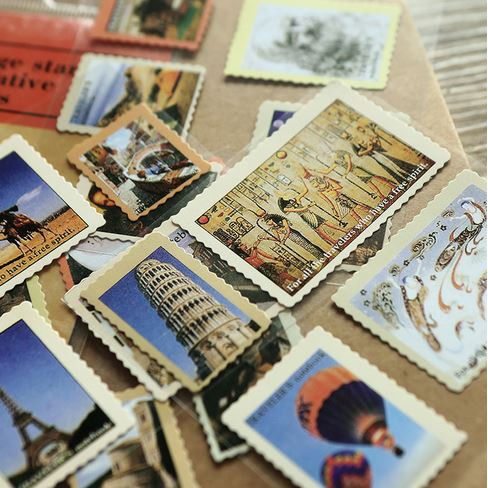 [Gongjin] Sticker Vintage Scrapbook Aesthetic Perangko Stamp Bullet Journaling Craft Scrapbooking Stiker