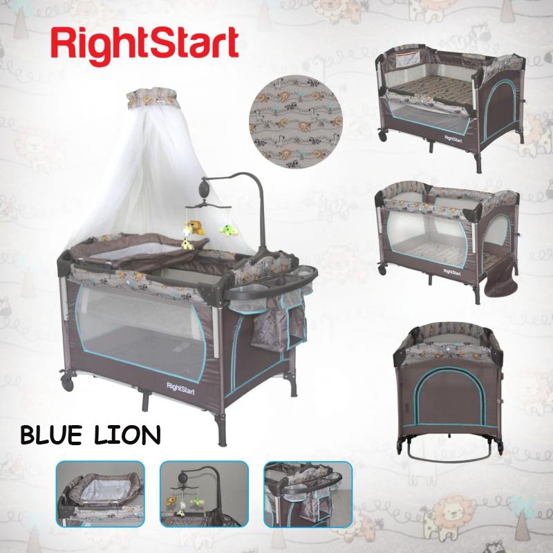 Right Start Baby Box PY889 Playard / Boks Bayi / Ranjang Tempat Tidur Bayi - Blue Lion