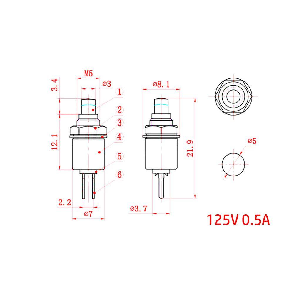 10pcs Start Power Switch Mini Momentary AC 0.5A 125V DS-402