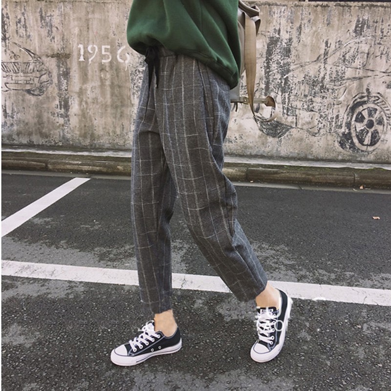  Bayar Di  Tempat IELGY Celana  panjang kotak  kotak  kasual 