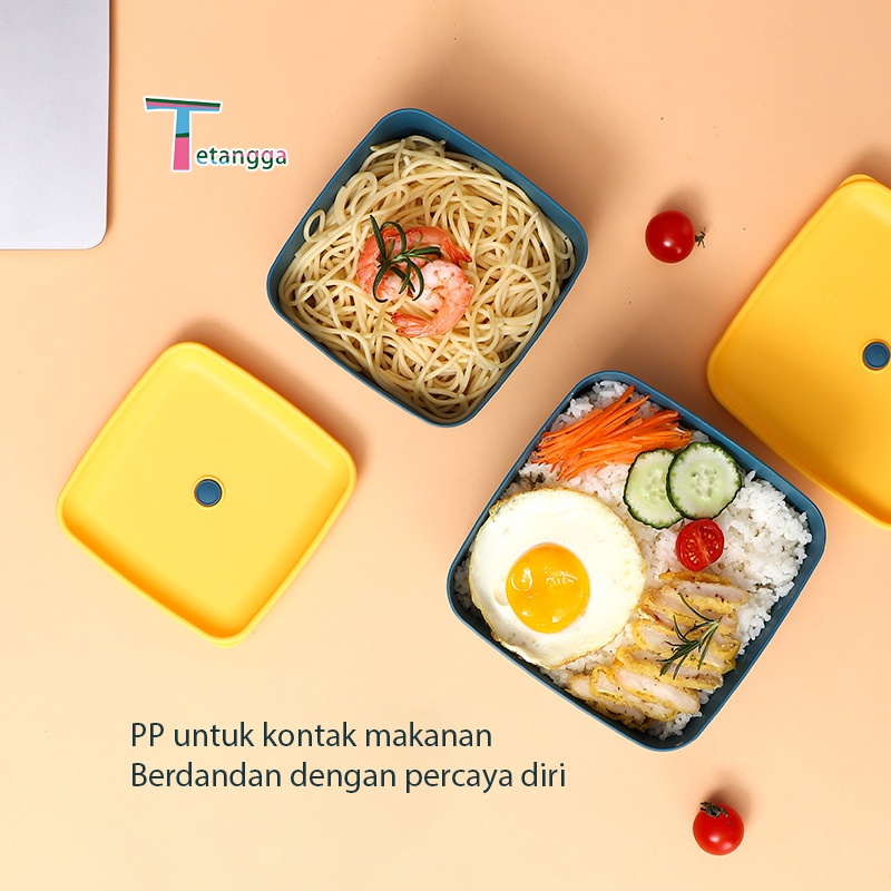 2 Pcs Kotak Tempat Makan / Lunch Box / Bpa Free / PP Jerami Gandum / Bento Set Kotak Makan