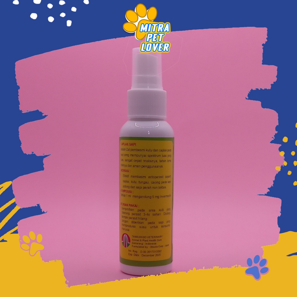 OBAT ANTI KUTU &amp; CAPLAK SAPI &amp; TERNAK - CAPLAX SPRAY 120 ML - SEMPROT ANTI FLEA &amp; TICK KERBAU KUDA BABI COW PIG - MURAH GARANSI KUALITAS ASLI ORIGINAL- AMAN - PET ANIMAL HEALTHCARE VETERINARY TAMASINDO KESEHATAN &amp; VITAMIN HEWAN PELIHARAAN MITRAPETLOVER