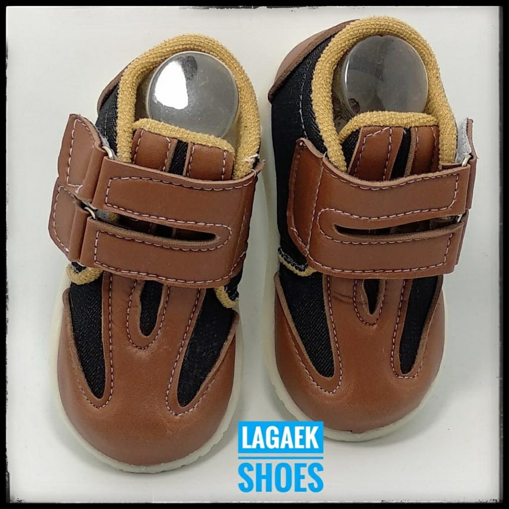 Sepatu Anak Laki Usia 1 2 3 4 Tahun Size 22 - 30 - Sepatu Boots Anak Cowok Jeans Kombinasi COKLAT SALE