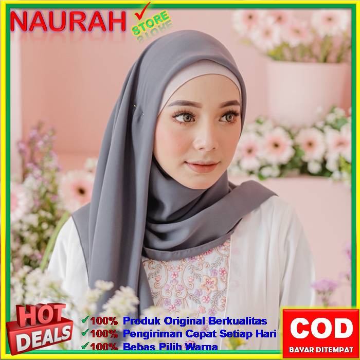 JILBAB SEGI EMPAT BELLA SQUARE PREMIUM BY NAURAH HIJAB BAHAN ADEM LEMBUT MUDAH DI BENTUK