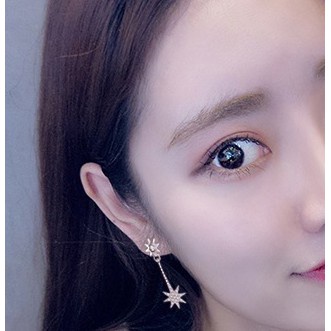 925 Perak Lucu Anting-Anting Anting-Anting Gaya Korea Wanita Mutiara Lima Menunjuk Bintang Kepingan Salju Sayap Fashion Ornamen