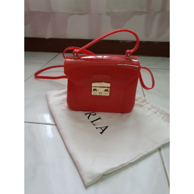 preloved original furla jelly bag