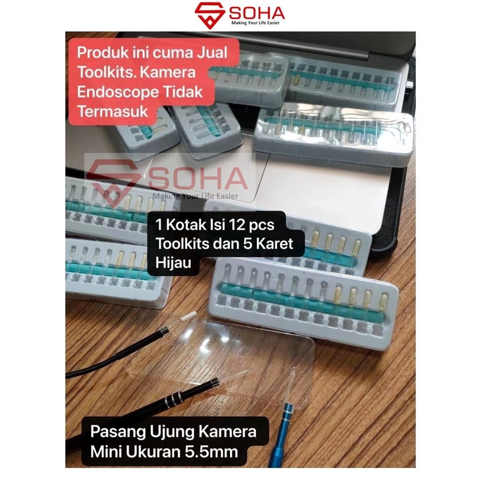 AS-02 ToolKit Lengkap Pembersih Telinga Ear Cleaning Hooks Ear Picks / Annulaire Ear Spoon For Cable Endoscope Camera