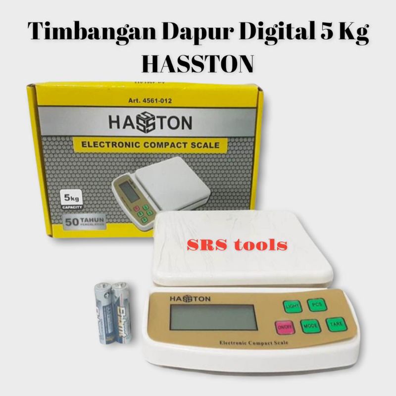 HASSTON 4561-012 Timbangan Digital Dapur 5 Kg Akurasi 1g Timbangan Duduk Kue Digital 5kg Serbaguna /