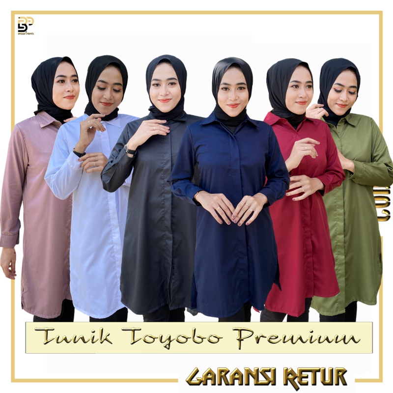 Tunik Polos Wanita Bahan Katun Toyobo Import Super Premium Panjang Terbaru Long Atasan lengan panjan