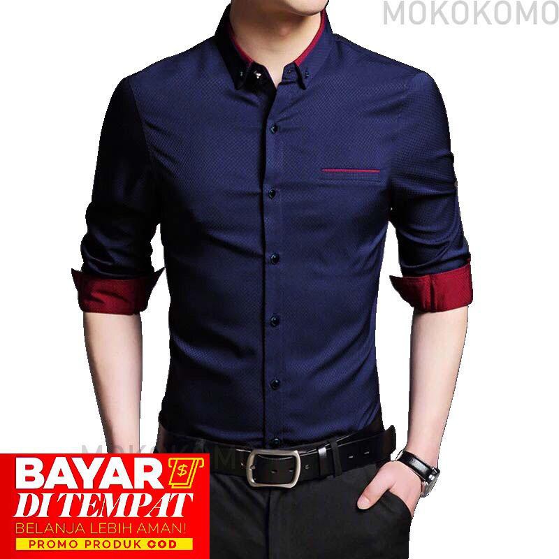 MOKOKOMO HEM TOPMAN KEMEJA FORMAL PRIA ( Uku. L &amp; XL ) LENGAN PANJANG FASHION PRIA