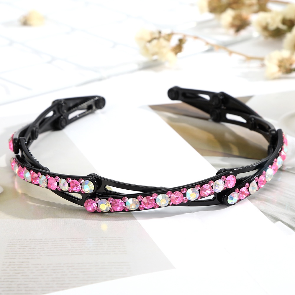 Korean Folding Rhinestone Headband Fashion Diamond Portable Face Washing Hairband Women Hair Accessories