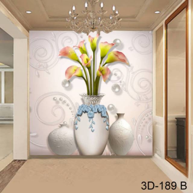 Wallpaper custom 3D motif bunga