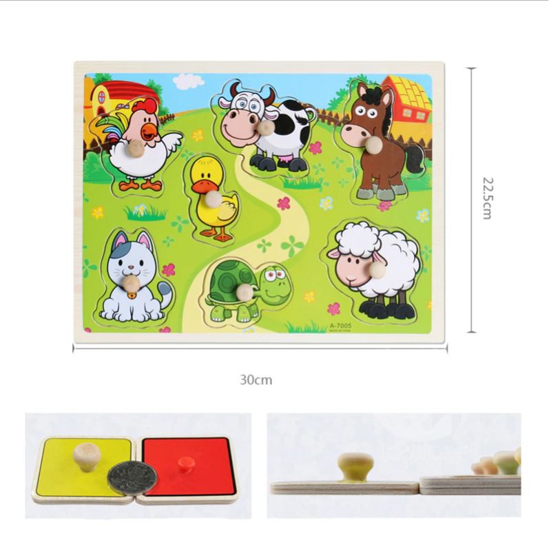 MoonLand 395 COD Puzzle Knop Kayu Pengasah Otak dan Motorik Anak Karakter Lucu Murah