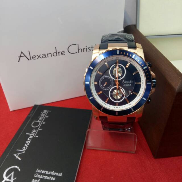 Jam Tangan Analog Pria Alexandre Christie 6141 MC blue navy rosegold