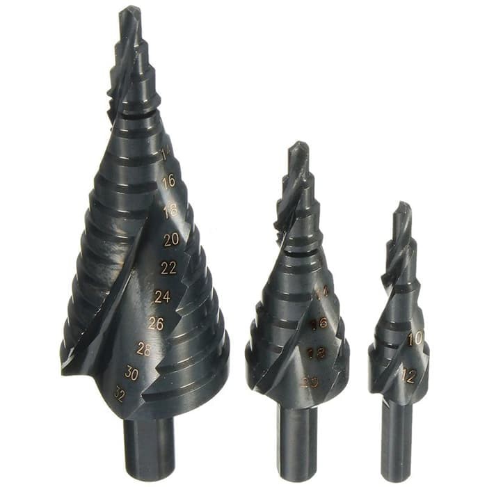 Mata bor Pagoda Hitam 3pc 4-12 4-20 4-32mm Besi Baja -MPG01