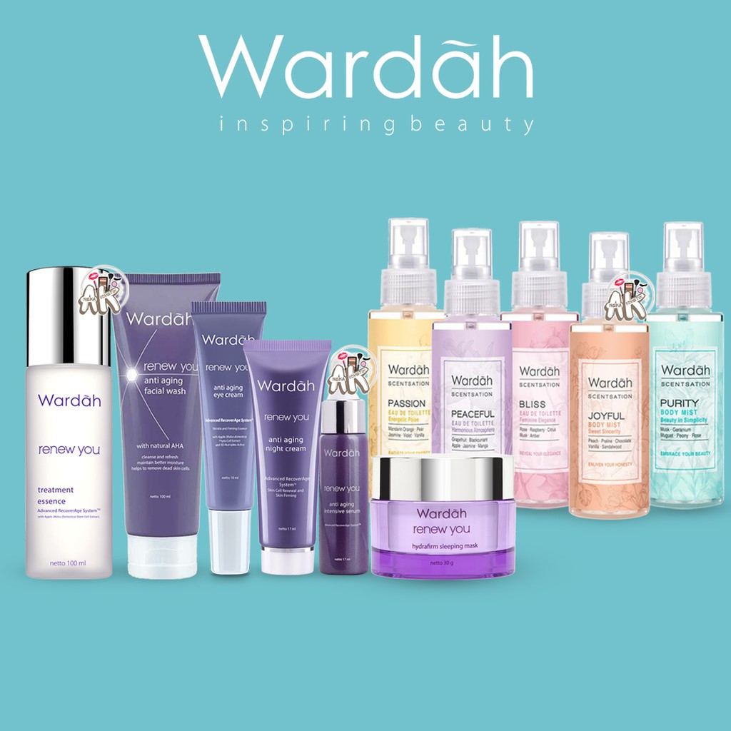 WARDAH RENEW YOU DAY/NIGHT, EYE CREAM, FACIAL WASH, SERUM, SLEEPING MASK, ESSENCE, BODY MIST