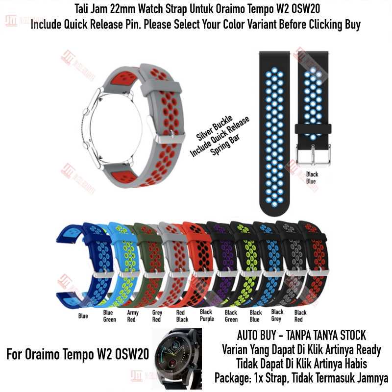 NSB Watch Strap Oraimo Tempo W2 OSW20 OSW 20 - Tali Jam 22mm Rubber Sporty Silikon