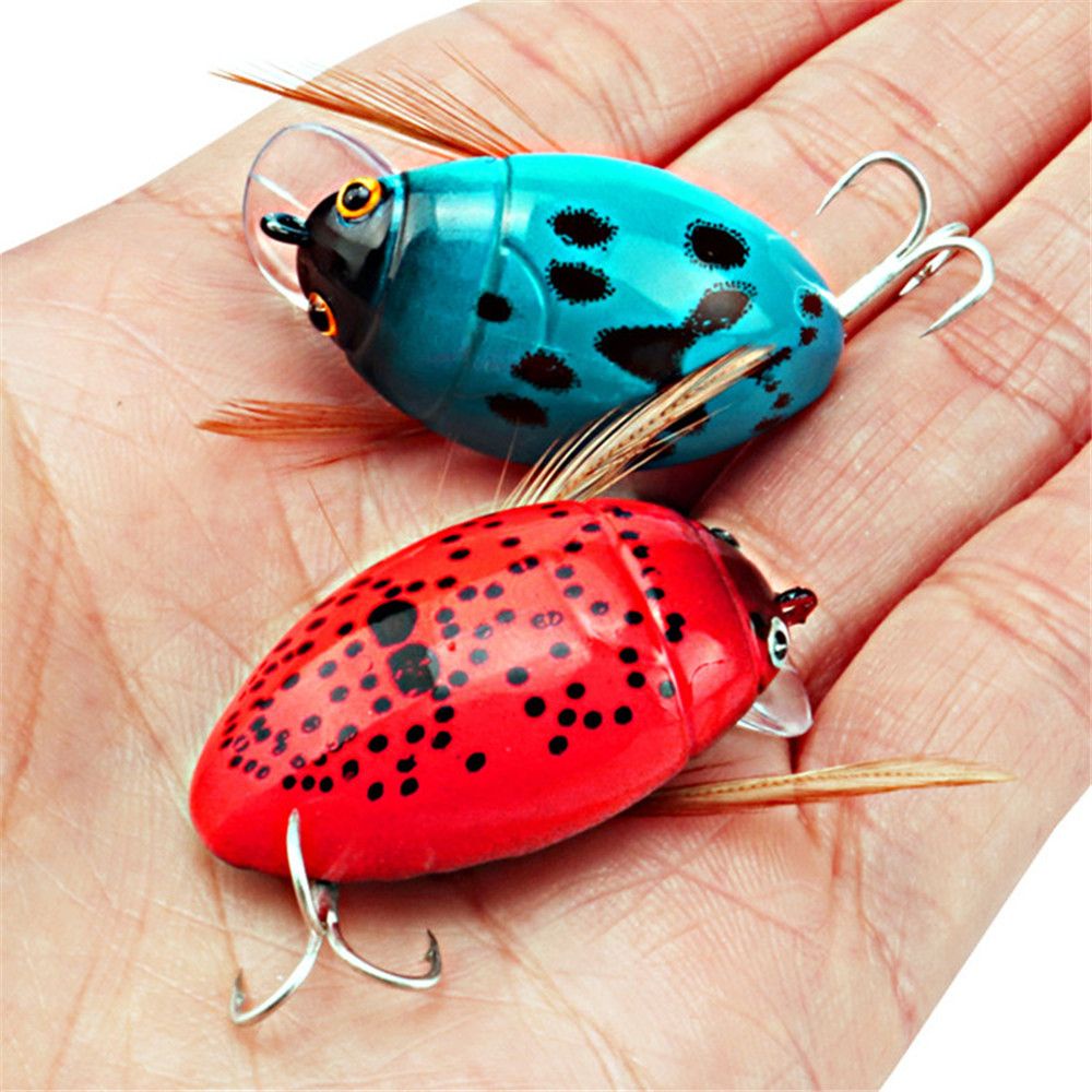 1Pc 4g Small Minoluya Floating Water Bionic Beetle Bait Fishing Tackle 3D Simulation Insect Bait For Trolling Tools