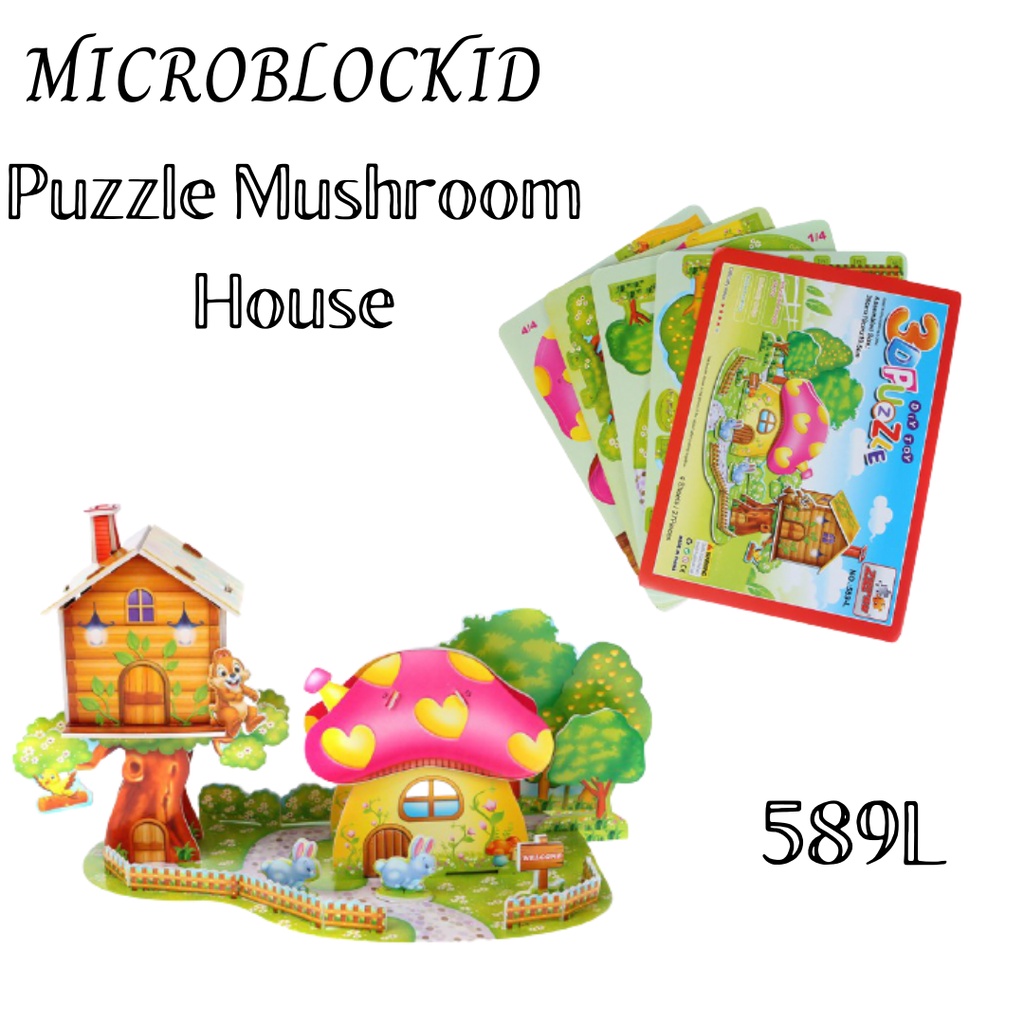 3D PUZZLE DIY TOY ZILIPOO  MUSHROOM HOUSE CASTLE SERIES 27PCS/JIGSAW PUZZLE CRAFT CARTOON CASTLE