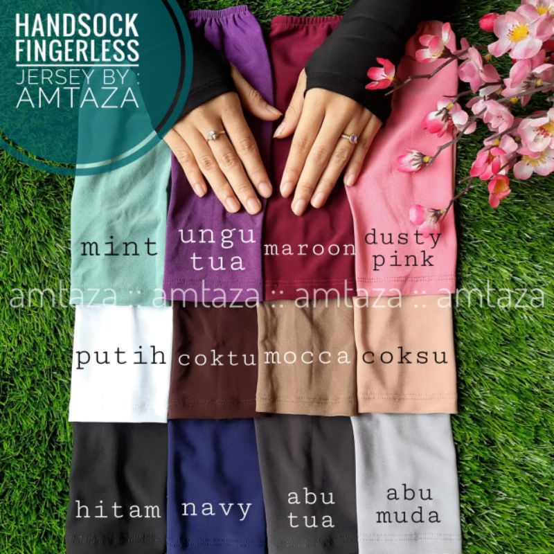 [BISA COD] Handsock Fingerless Jersey Polos Premium by Amtaza | handsock jempol polos amtaza | manset jempol polos amtaza