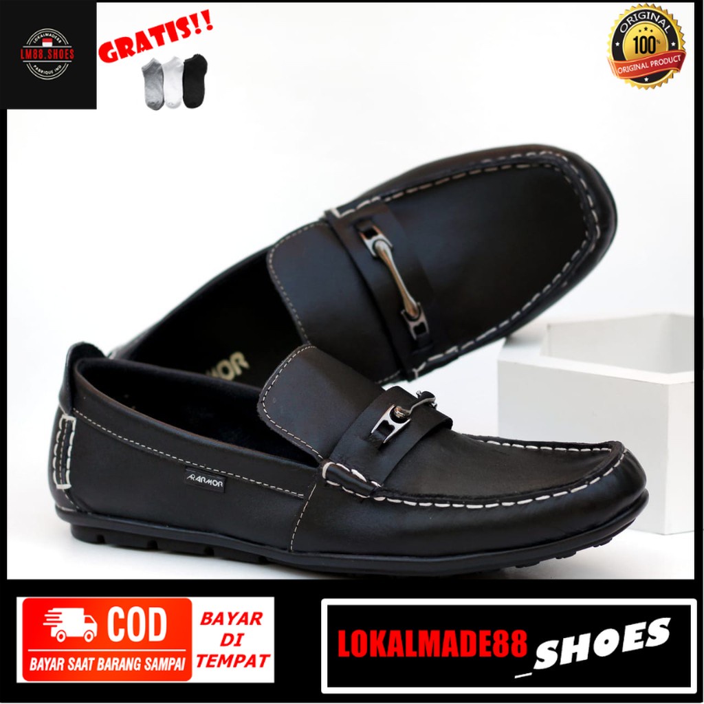 CKG X SEPATU SLIP ON PRIA LOAFER DEWASA ARARMOR KULIT SINTETIS PREMIUM CASUAL FORMAL SLIP ON PRIA KE