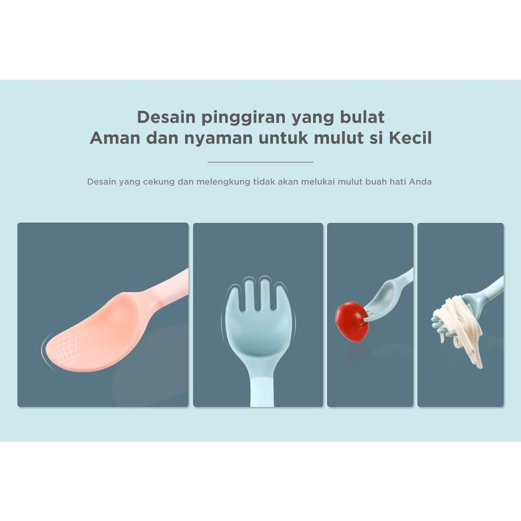 MUGU Bendable Spoon and Fork Sendok Garpu Anak free Case