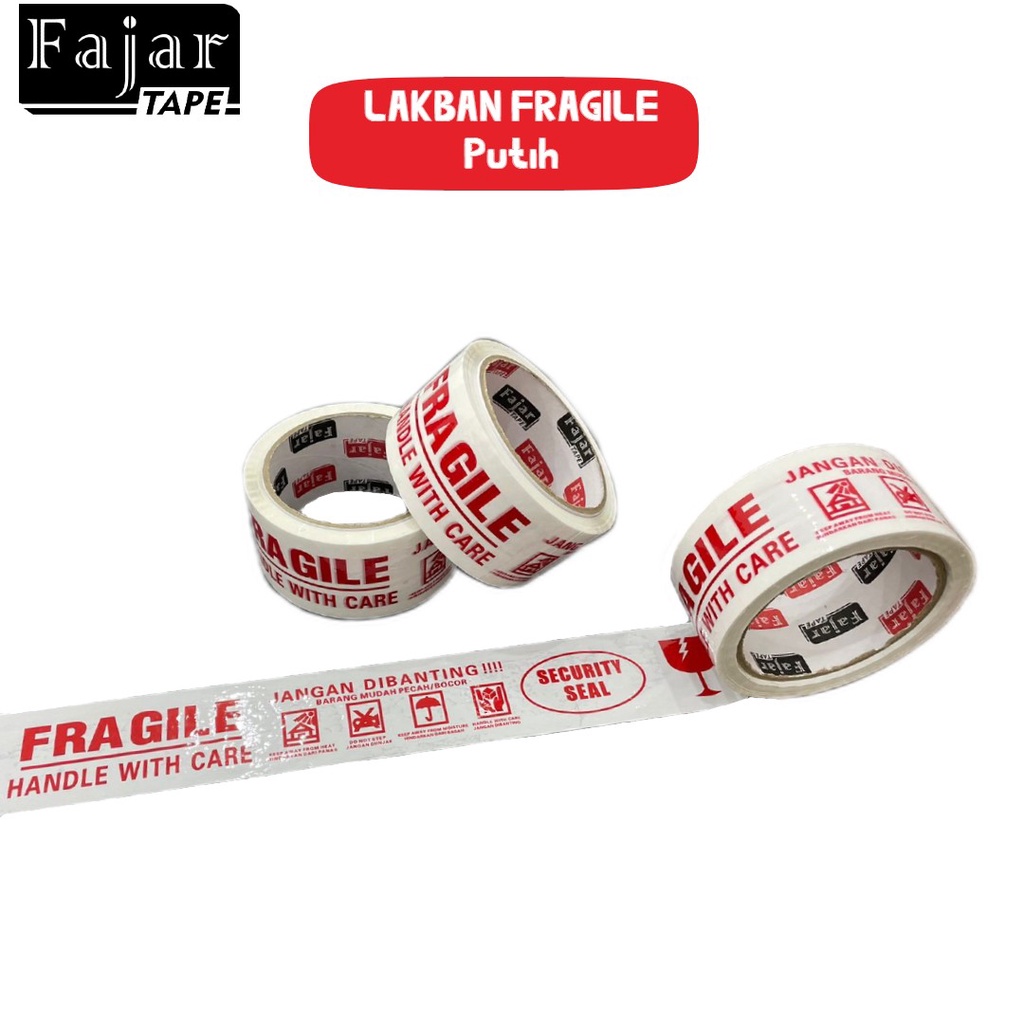 

Lakban Fragile / Tahan Banting / Putih / White / 48 mm x 55 Yard (Full Meter)