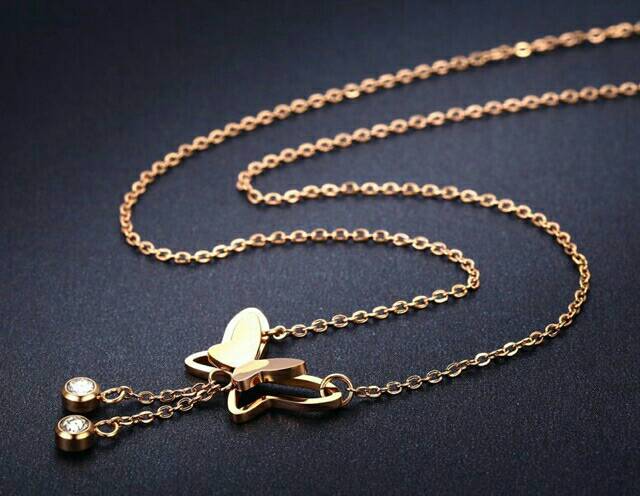 GG kalung Aksen KUPU Kupu Titanium#KL-198