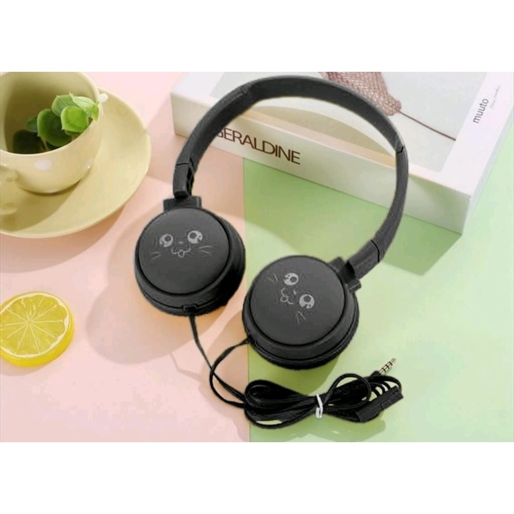 Headset-Headphone-Earphone Macaron J18 Stereo Extra Bass-Full Bass-Headset Gaming-Headset Trendy Motif Lucu j18 Macaron