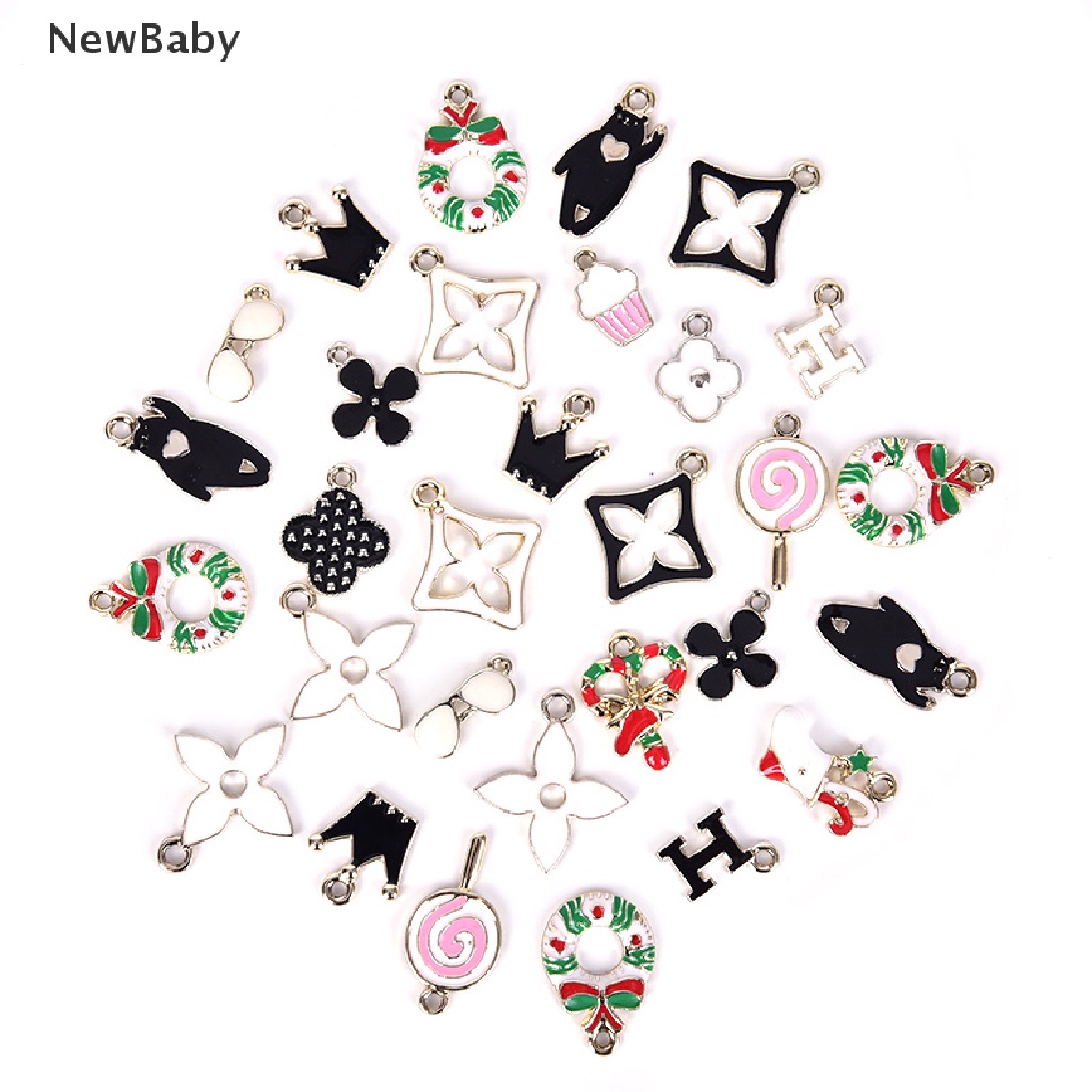 NewBaby 30Pcs/Set Mixed Style Alloy Enamel Charms Bracelet Pendant DIY Jewelry Findings ID