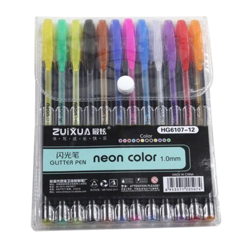 

ZUIXUA GEL PEN NEON PASTEL DAN GLITTER ISI 12 PCS