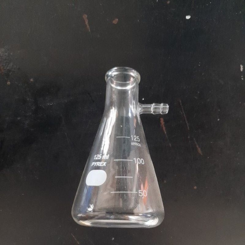 filtering flask atau erlenmeyer pipa samping pyrex
