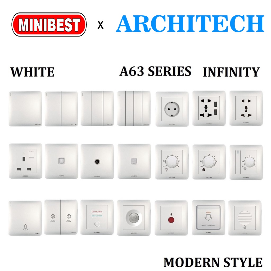 [MB] SAKLAR ARCHTECH INFINITY WHITE A63 ARCHITECH  / STOP KONTAK  / SAKELAR / SAKLAR RUMAH