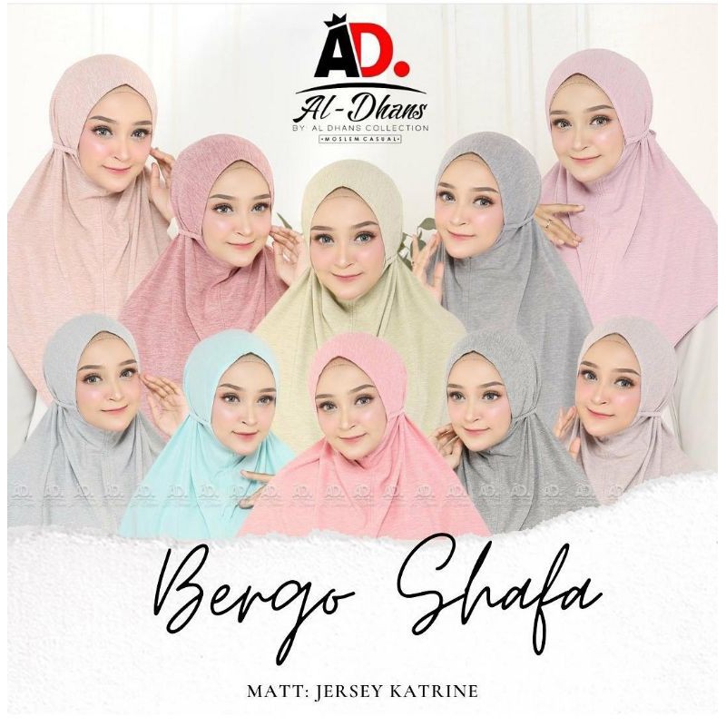 (Original Aldhans) BERGO SHAFA KATRINE••kerudung instan•hijab instan•Bergo maryam jersey