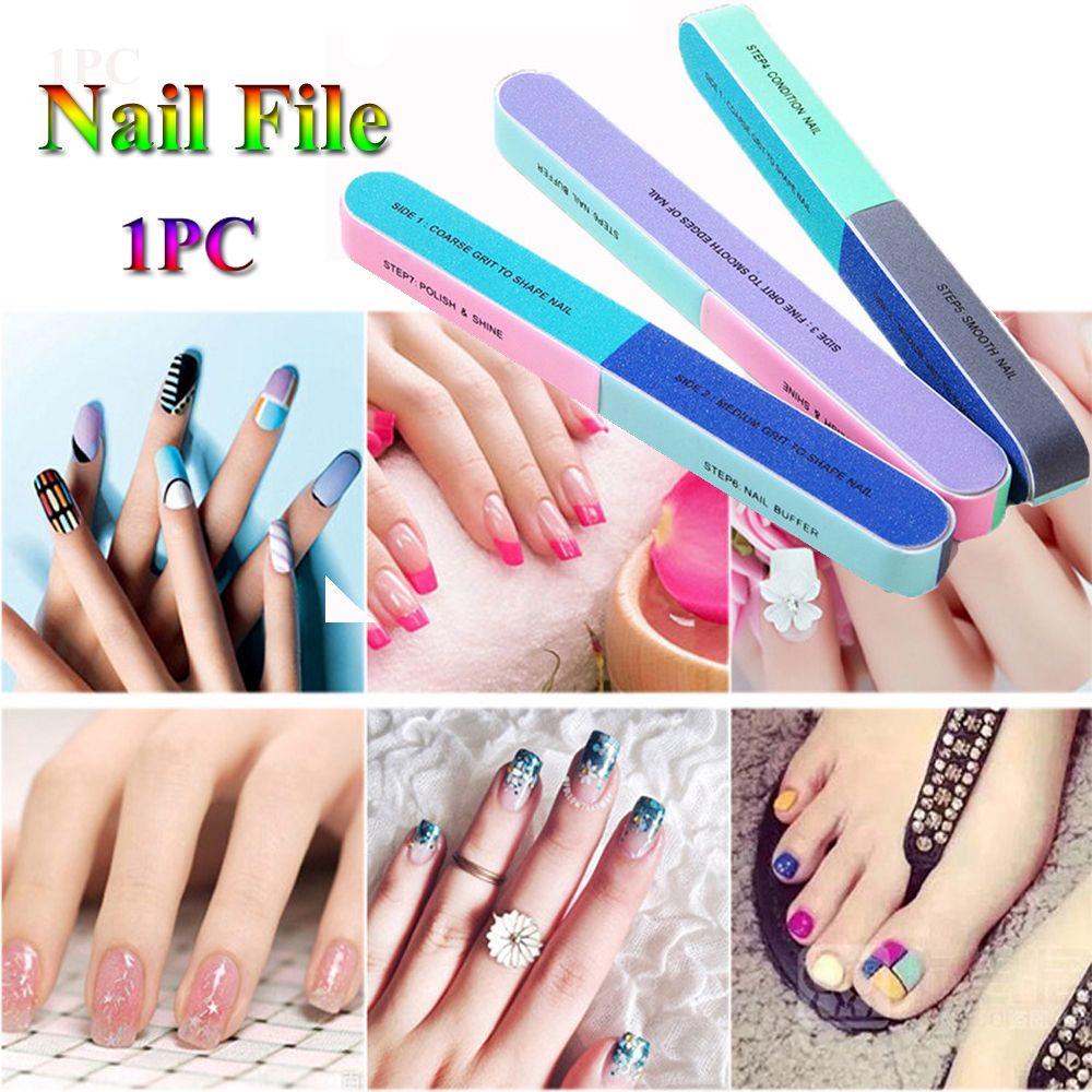 Rebuy Kikir Kuku Portable Warna Acak Beauty Strips Nail Sanding Sponge Perawatan Kuku Colorful Nail Buffer