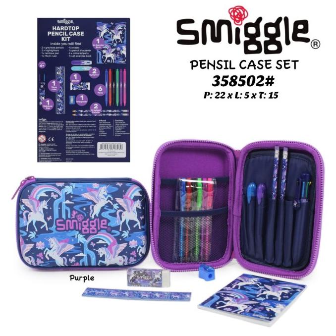 

pencil case 3D eva hardcase smiggle look alike kotak pensil anak - set violet