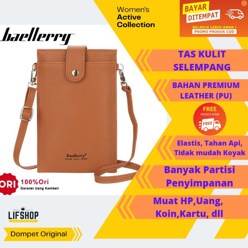 Tas Selempang Dompet Kulit Hp Kalung Wanita Baellery Original Import