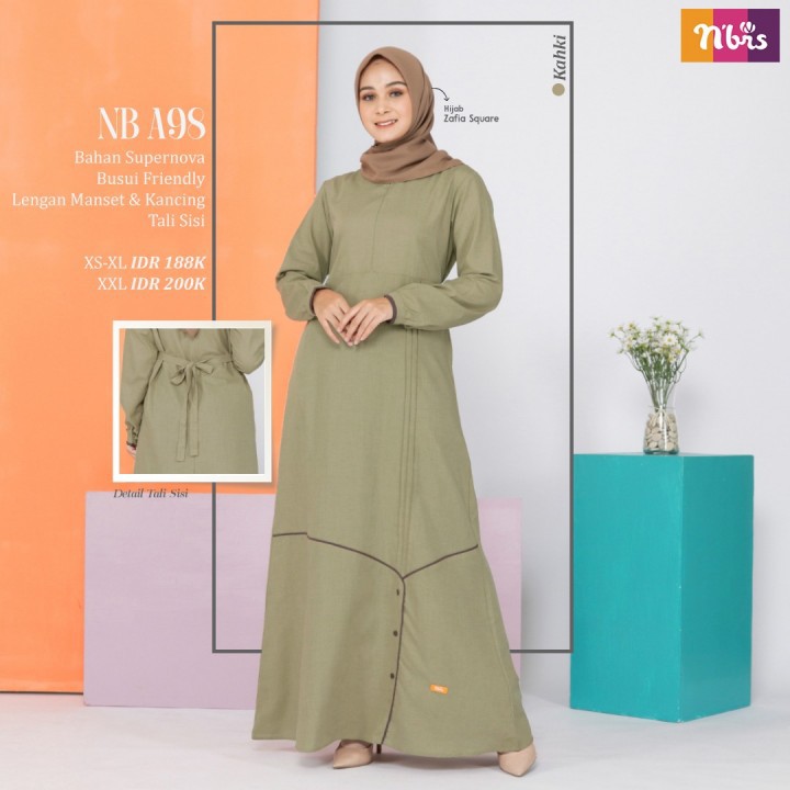 Nibras NB A98 Material Supernova Gamis Trendy nyaman di pakai Gamis Polos Simple terbaru