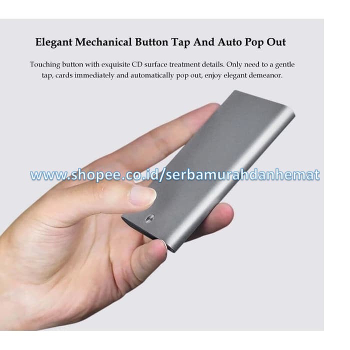 Tempat Kartu Nama Stainless Otomatis Naik MIIIW Automatic PopUp Cover Card Holder