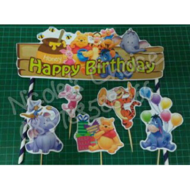 

Cake banner winnie the pooh Tusukan hiasan kue ulang tahun pemeriah pesta Birthday party